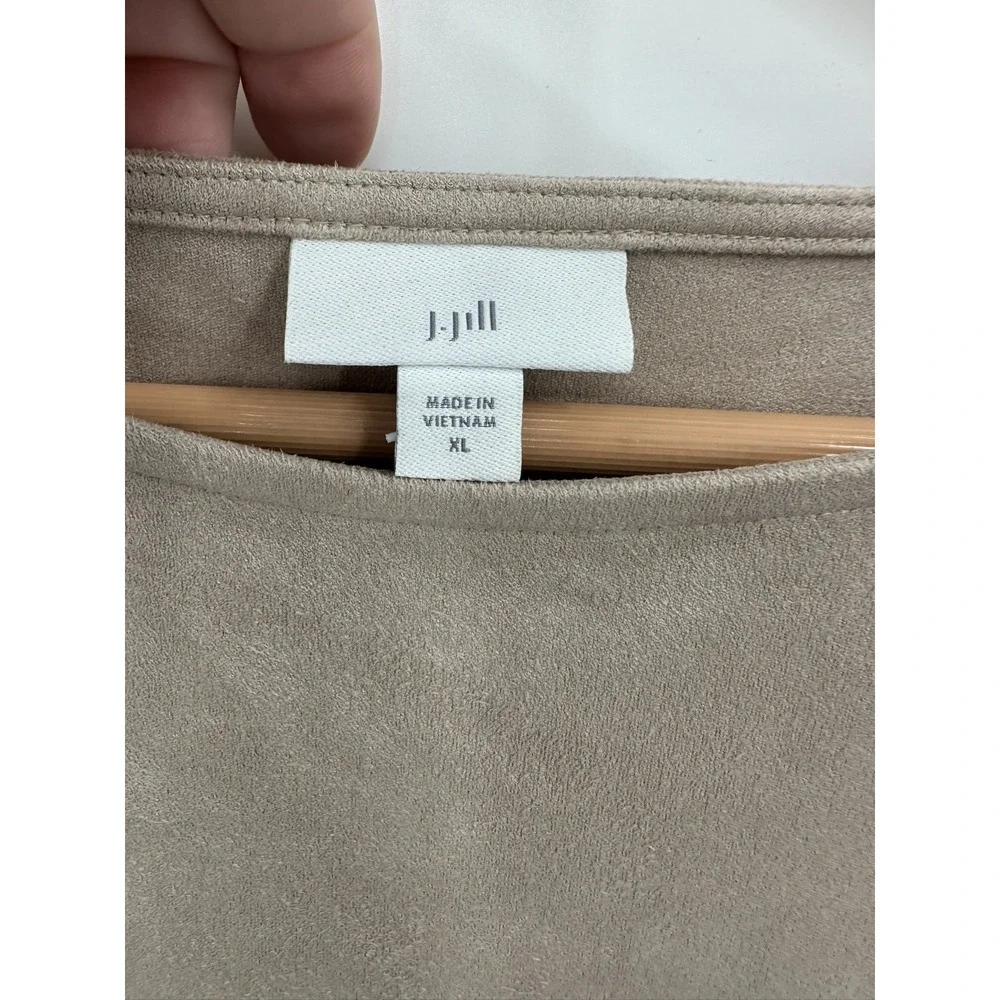 J. Jill Faux Suede Top Womens Relaxed Casual Neutral Timeless Career Office XL